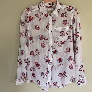 Express Floral Boyfriend Button-Up Shirt - XS